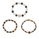 Gelbes Tigerauge, Erstellt weißes Katzenaugen Schmuckset ca. 175,00 ct.