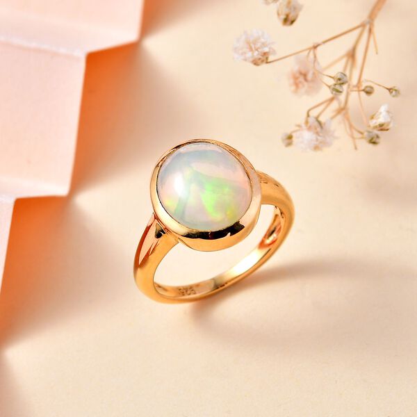AA Natürlicher, äthiopischer Welo Opal Ring 925 Silber 750 Gelbgold Vermeil (Größe 17.00) ca. 2,81 ct image number 2
