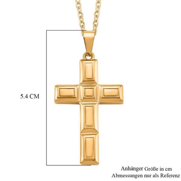 Kreuz Anh&auml;nger mit Kette, Reiner Edelstahlca. 50 cm, Goldfarben image number 5