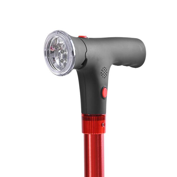 Klappbarer Smart-Walking-Stick mit drehbarem LED-Frontlicht und SOS-Alarm, Rot image number 6