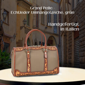 Grand Pelle  - Echtleder Umhängetasche, 34,5x15x21 cm, grün