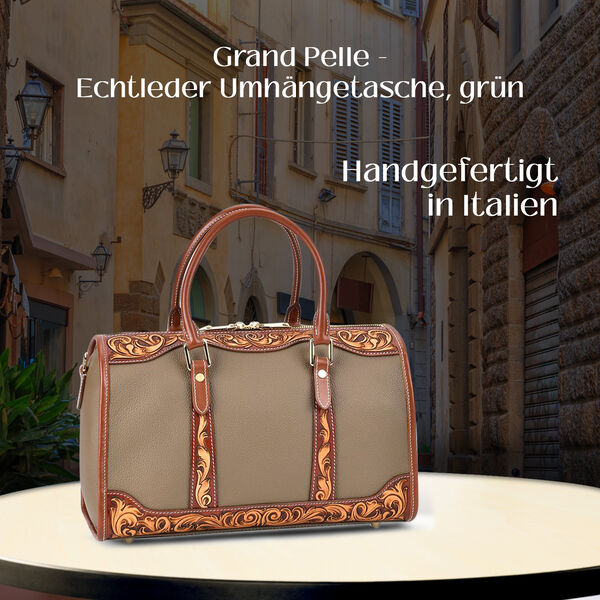 Grand Pelle  - Echtleder Umh&auml;ngetasche, 34,5x15x21 cm, gr&uuml;n image number 2
