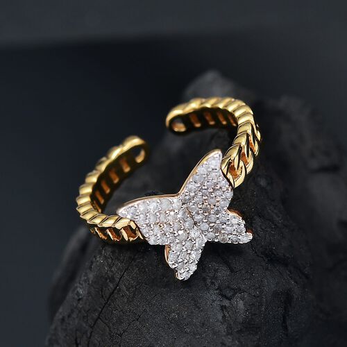 GP Trionfo Kollektion Weißer Diamant Ring 925 Silber 750 Gelbgold Vermeil (Größe 19.00) ca. 0.33 ct image number 1