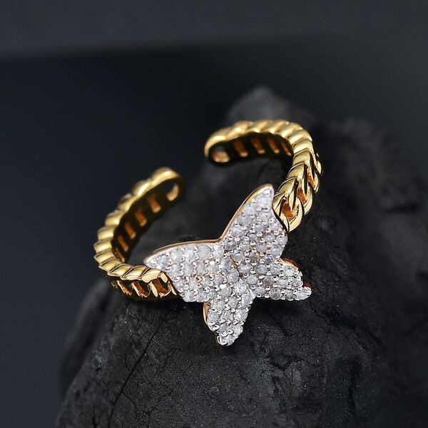 GP Trionfo Kollektion Weißer Diamant Ring 925 Silber 750 Gelbgold Vermeil (Größe 19.00) ca. 0.33 ct image number 1