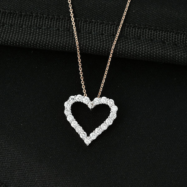 LUXURIANT SGL zertifizierter SI-GH Labor Diamant Anh&auml;nger mit 45cm Kette, 925 Silber 750 Ros&eacute;gold Vermeil - 1 ct. image number 2