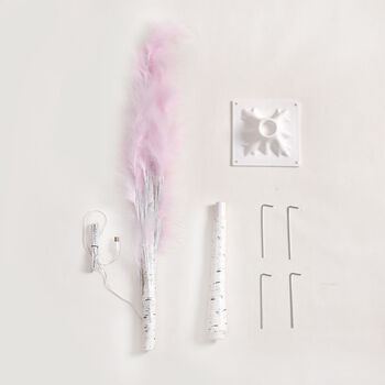 Federbaum mit 48 warmen LEDs und USB-Kabel - 1,2m H&ouml;he, Rosa