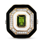 Natürlicher Chromdiopsid und Zirkon-Ring, 925 Silber vergoldet (Größe 16.00) ca. 1.65 ct