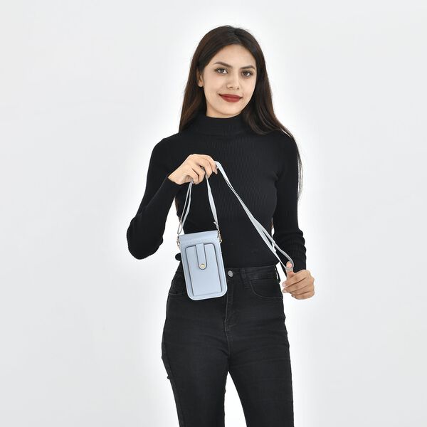 Crossbody Tasche mit RFID Schutz, 10,6x17,6x5cm, Riemen 117cm, blau image number 3