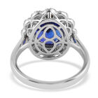 RHAPSODY Tansanit und Diamant floraler Halo-Ring in Platin image number 4