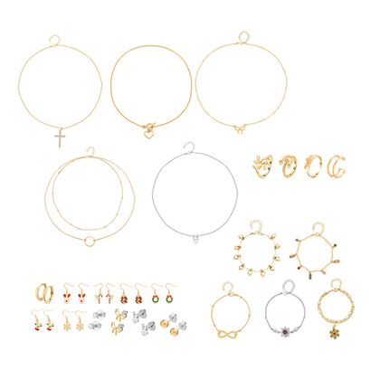 Adventskalender - 25 Schmuckst&uuml;cke Halskette (5 tlg.), Armband (5 tlg.), Felxibler Ring (4 tlg.), Ohrringe (11 tlg.)