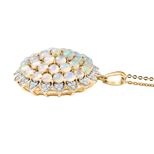 D'Joy AA Nat&uuml;rlicher, &auml;thiopischer Welo Opal, Wei&szlig;er Zirkon Schmuckset ca. 50 cm 925 Silber 750 Gelbgold Vermeil ca. 4,97 ct. image number 4