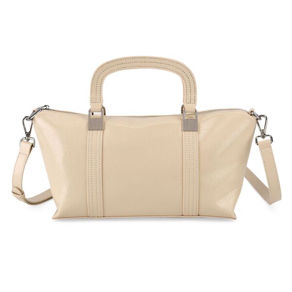 Klassische Leder Crossbody Tasche im Clean Chic Look 27 x 17 x 10 cm Cremewei&szlig; image number 5