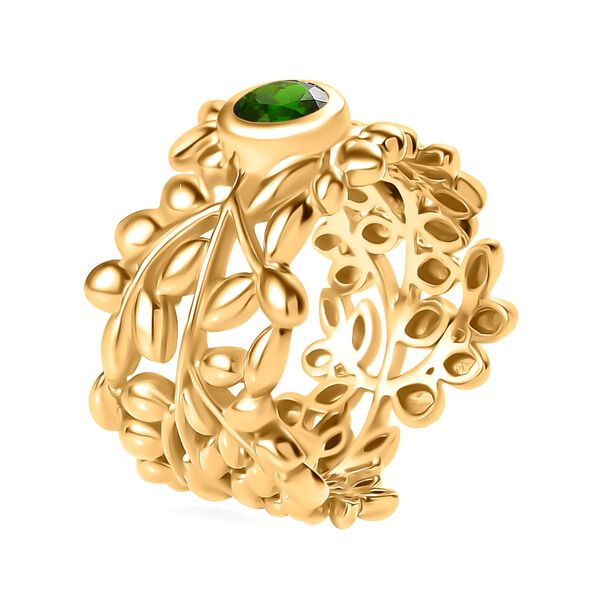 Natürlicher Chromdiopsid Ring 925 Silber Gelbgold Vermeil (Größe 18.00) ca. 0,54 ct image number 5
