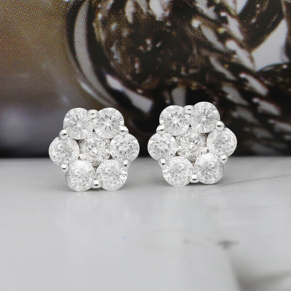 Diamant zertifiziert I2-I3/G-H Pressure Set Ohrstecker 375 Weißgold 1,00 ct image number 3