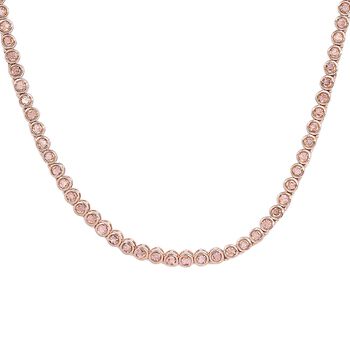 Nat&uuml;rliche, ungeschliffene rosa Diamant-Halskette, ca. 50 cm, 925 Silber Ros&eacute;gold Vermeil ca. 2,00 ct