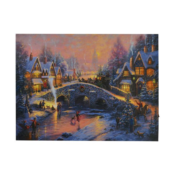 Winterlandschaft, Brücke und Fluss - Leinwandbild mit LED-Beleuchtung, 30x40x1,8 cm image number 0