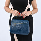 Luxus Crossbody Tasche mit Kroko-Prägung aus echtem Leder, Blau image number 2