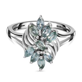 Montana Pfau Saphir floraler Ring, 925 Silber platiniert, 0,95 ct.