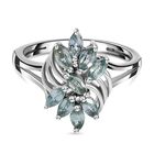 Montana Pfau Saphir-Ring, 925 Silber platiniert (Größe 19.00) ca. 0,95 ct