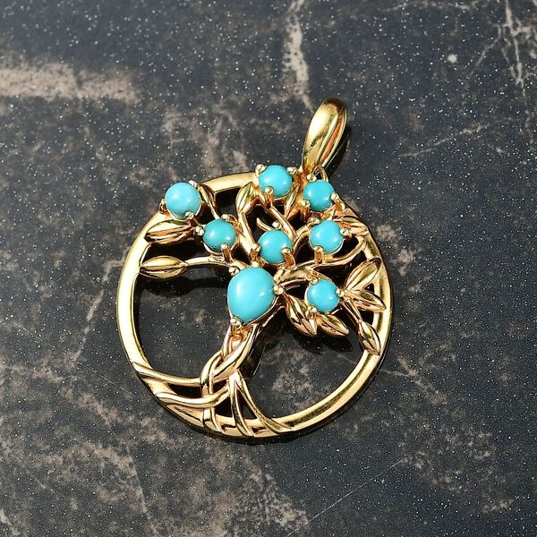 D'Joy AA Sleeping Beauty Türkis Anhänger 925 Silber 750 Gelb Vergoldet ca. 1.00 ct image number 2