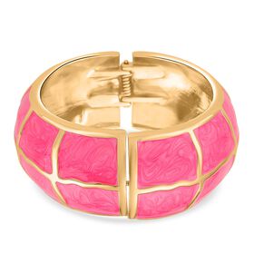 Emaille-Armreif mit Karomuster, ca. 18,5 cm, pink emailliert