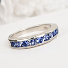 AA Tansanit Band Ring 925 Silber Platin-Überzug image number 1