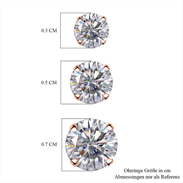 AAAA Zirkonia Ohrringe Set in ros&eacute;vergoldetem Silber image number 3