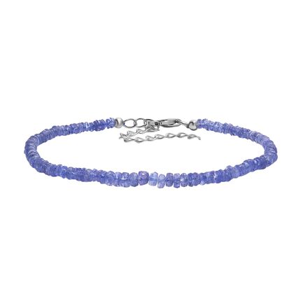 Tansanit Armband ca. 19 cm + 5 cm Extender, 925 Silber rhodiniert ca. 20,00 ct.