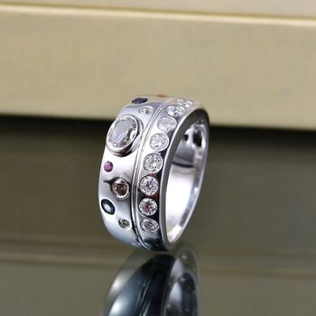 D joy AAA Premium Malagasy Regenbogen Mondstein, Mehrfarbig Saphir Ring 925 Silber rhodiniert (Gr&ouml;&szlig;e 17.00) ca. 1.35 ct