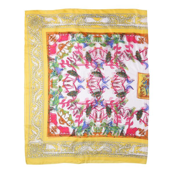 LA MAREY: Bedruckter Schal aus 100% Maulbeerseide, in Geschenkbox, Gelb und mehrfarbig image number 5