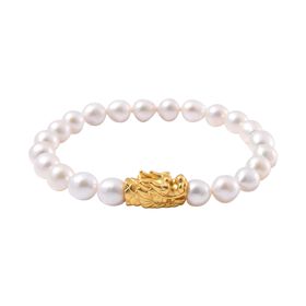 Weiße Anhui Perle Armband ca. Flexibles cm 925 Silber vergoldet