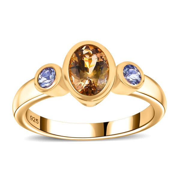 AA Nat&uuml;rlicher goldener Tansanit und Tansanit Ring - 1,20 ct. image number 6