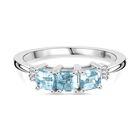 D'Joy Blauer Zirkon, Weißer Diamant Ring 925 Silber rhodiniert (Größe 17.00) ca. 1,63 ct