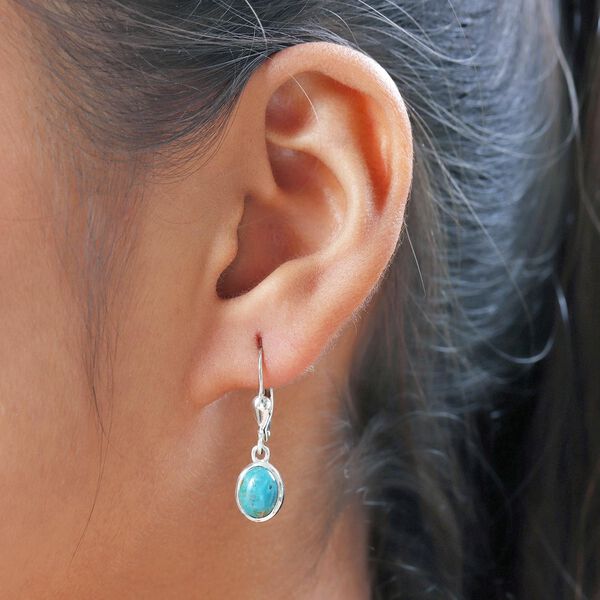 Sierra Nevada Türkis Solitär Ohrhänger, 925 Silber platiniert, 2,51 ct. image number 3