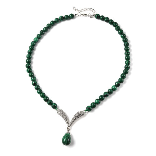 Erstellt Malachit, Weißer Österreichischer Kristall Halskette ca. 50 cm  ca. 29,00 ct image number 0