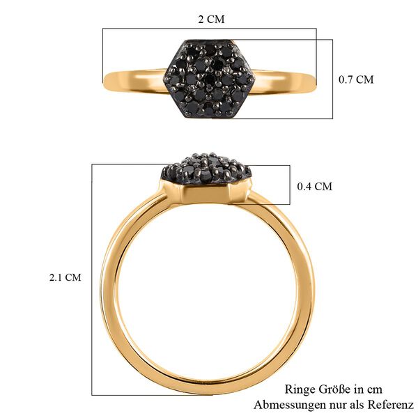 Schwarzer Diamant Ring 925 Silber Gelbgold Vermeil (Größe 16.00) ca. 0,20 ct image number 7