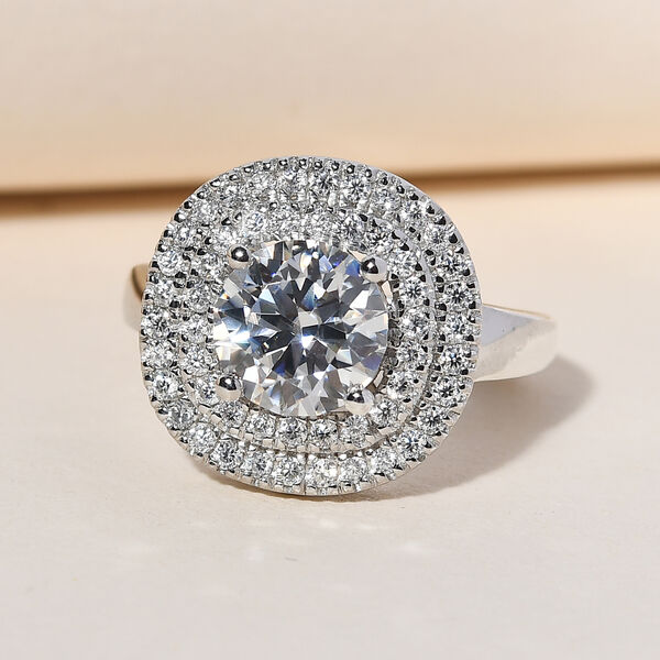 88 Facetten Moissanit Ring 925 Silber platiniert  ca. 2,01 ct image number 2