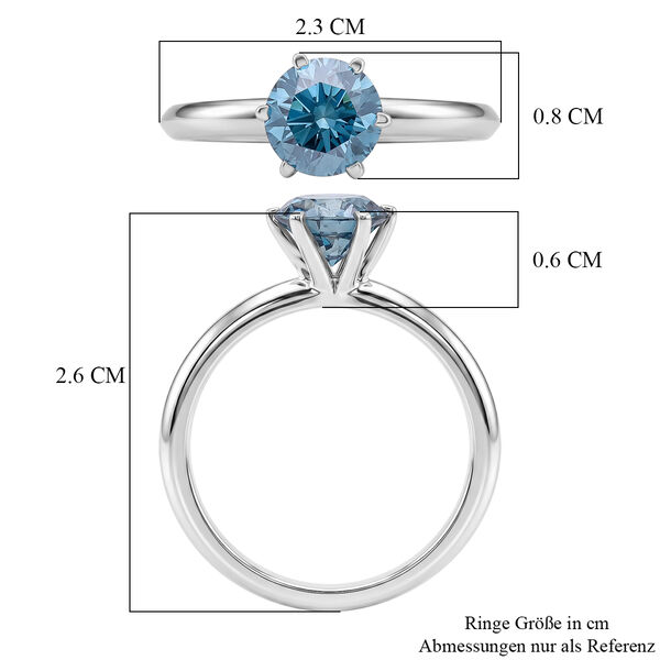LUXURIANT DIAMOND - Lab Grown Blauer Diamant SI Ring 925 Silber Rhodiniert (Gr&ouml;&szlig;e 18.00) ca. 1,78 ct image number 6