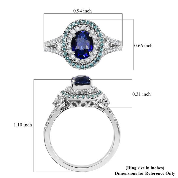 RHAPSODY zertifiziert und gepr&uuml;ft AAAA ceylonfarbener blauer Saphir, Paraiba Turmalin und VS Diamant Ring in 950 Platin - 3 ct. image number 5