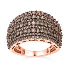 Natürlicher Champagner Diamant Ring, 925 Silber Roségold Vermeil (Größe 17.00) ca. 2.00 ct