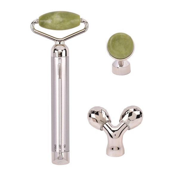 Serpentinengr&uuml;n Gesichtsroller-Massageger&auml;t mit Doppelkopf 2 Kugeln zur Hautstraffung und -festigung