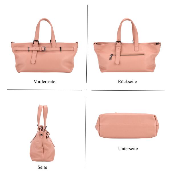 Echtleder Crossbody Tasche im Trapez Design, 32x12x19cm, Pink image number 4