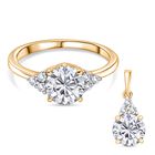 2er Set - D'Joy Moissanit Ring und Anhänger, 925 Silber 750 Gelb vergoldet (Größe 21.00), (10-15 Werktage Lieferzeit) ca. 2.68 ct