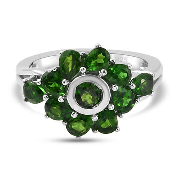 Nat&uuml;rlicher Chromdiopsid Ring 925 Silber platiniert (Gr&ouml;&szlig;e 16.00) ca. 2,16 ct