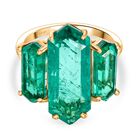 D’joy Smaragd-Quarz Triplette Ring 925 Silber 750 Gelb Vergoldet (Größe 21.00) ca. 11,11 ct