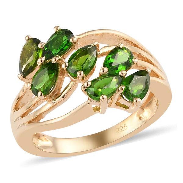 Nat&uuml;rlicher Chromdiopsid Ring 925 Silber vergoldet  ca. 1,59 ct image number 4