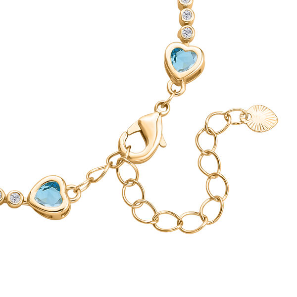 Blau Kristall Armband ca. 18.5 cm + 2.5 cm Extender, Nickelfreies Messing Vergoldet image number 5