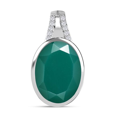 Verde Onyx und Zirkon Anhänger - 14,58 ct. image number 0