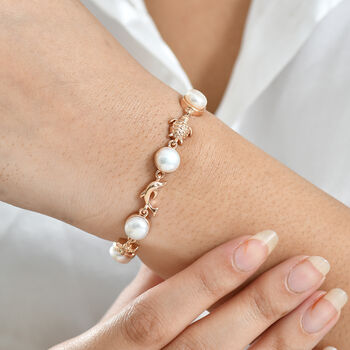 EVER TRUE S&uuml;&szlig;wasser Perle (7.5-8 mm) Armband ca. 19 cm Nickelfreies Messing, Rosegoldfarben