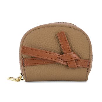 Leder Kartenetui mit RFID Schutz und Rei&szlig;verschlussfach 10.5 x 8.5 x 2.5 cm Khaki